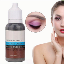 15ml Bottle Eyebrow Lip Eyeliner Tattoo Plant Pigment Permanent Pigment Ink Makeup Tool Liquid Pigment Ink For Dark Pink Eyebrow And Lip Coloring Gray