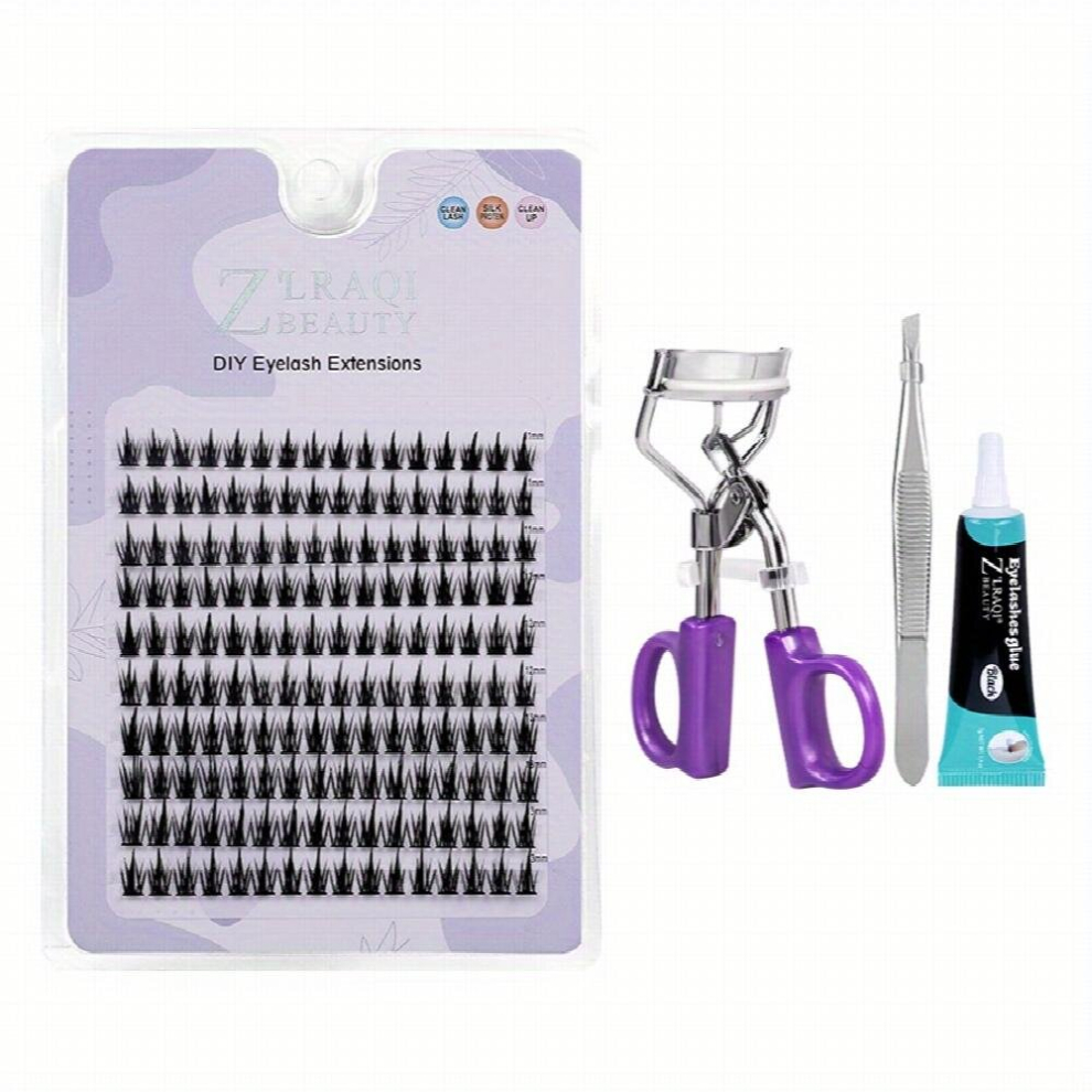 10 Rows Cluster Lashes Sunflower Wheat False Eyelashes Natural Segmented Eyelashes With Glue Tweezers Eyelash Curler Novice Friendly