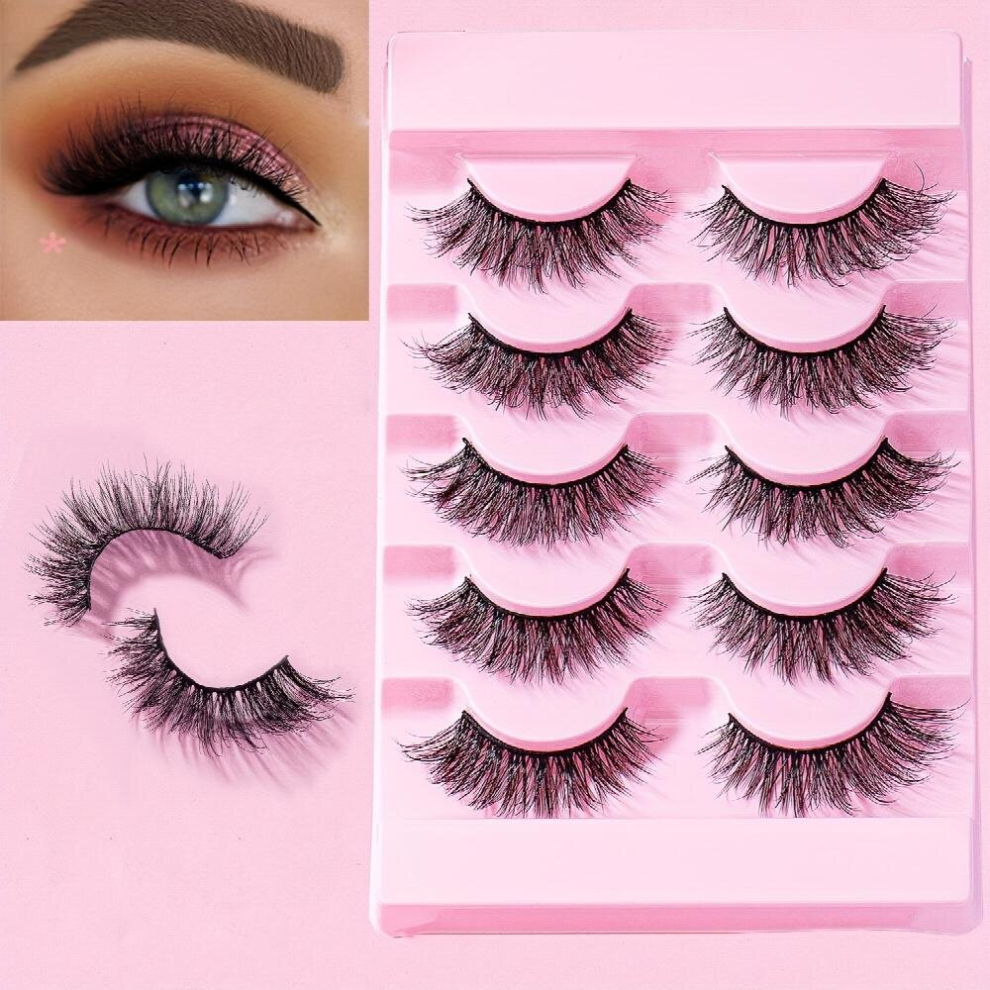 5 Pairs 5D 15mm Manga Lashes Natural Curly Crisscross Anime Lashes Soft Full Strip Lashes Beauty False Eyelashes Make Up Tools