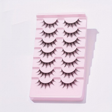 7 Pairs False Eyelashes Natural Look Manga Lashes Anime Eyelashes 13mm Curly Wispy Spiky Fluffy False Lashes With Cross