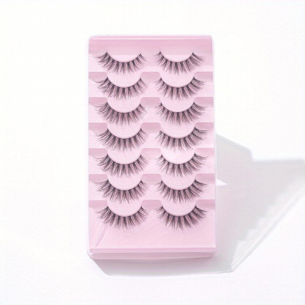 7 Pairs set Fishtail False Eyelash Natural Fiber Long False Eyelashes With Crisscross 14mm Fishtail Eyelash Extensions