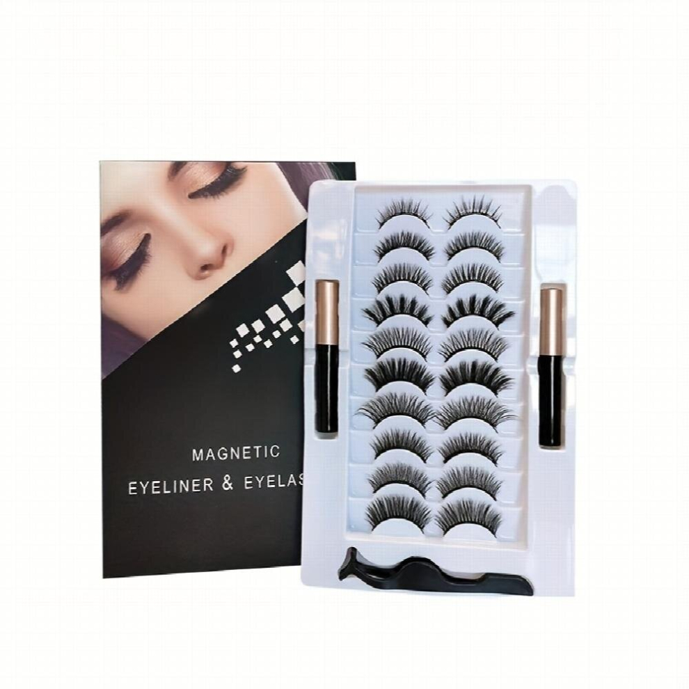 Multicoloured Magnetic Eyelashes With Eyeliner Kit 10 Pairs Reusable Magnetic Lashes Beauty Products For Women False Lashes Kit With Lash Tweezers Eyeliner Inside