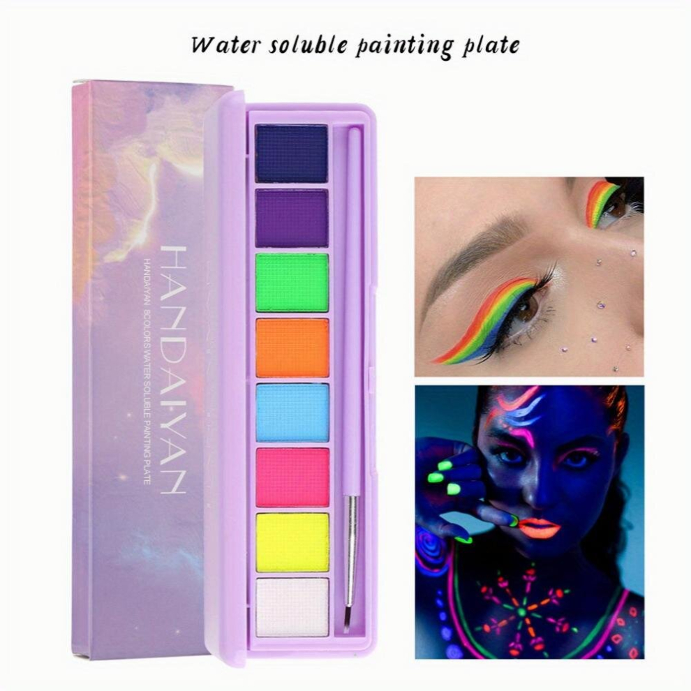UV Glow Neon Water Activated Eyeliner Palette Long Lasting Easy to Apply and Perfect for Parties and Events