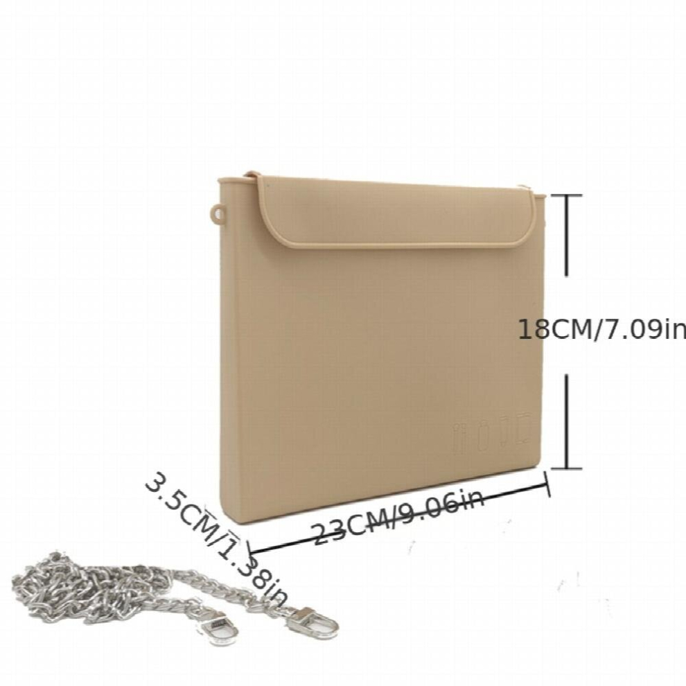 Brown Silicone Makeup Bag Travel Toiletry Bag For Women Easy Carry Cosmetic Bag For Makeup Beauty Tools And Brushes Khaki