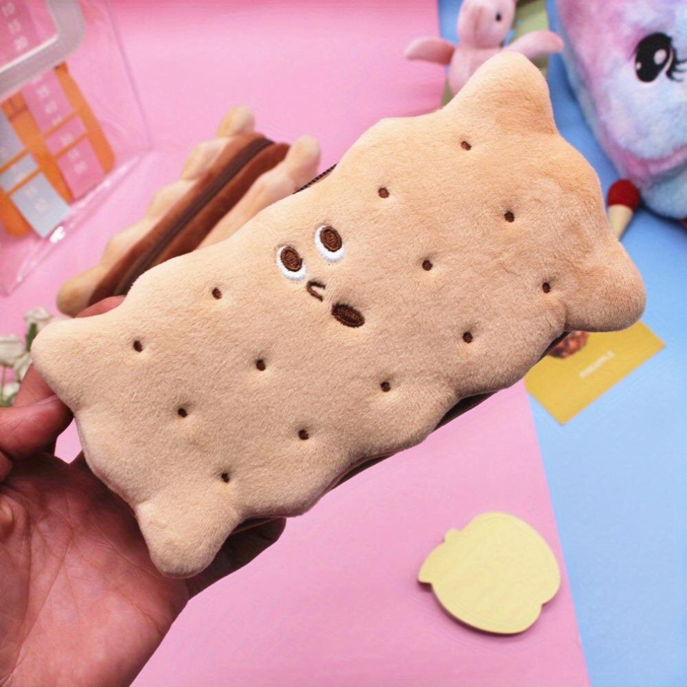Cartoon Paw Makeup Brush Bag Cookie Plush Makeup Bag Roomy Sweet Cosmetic Accessories Organizer For Girls And Women