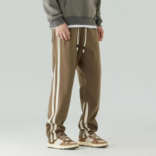 High street side pinstripe panels slacks mens autumn zipper straight pants loose trousers