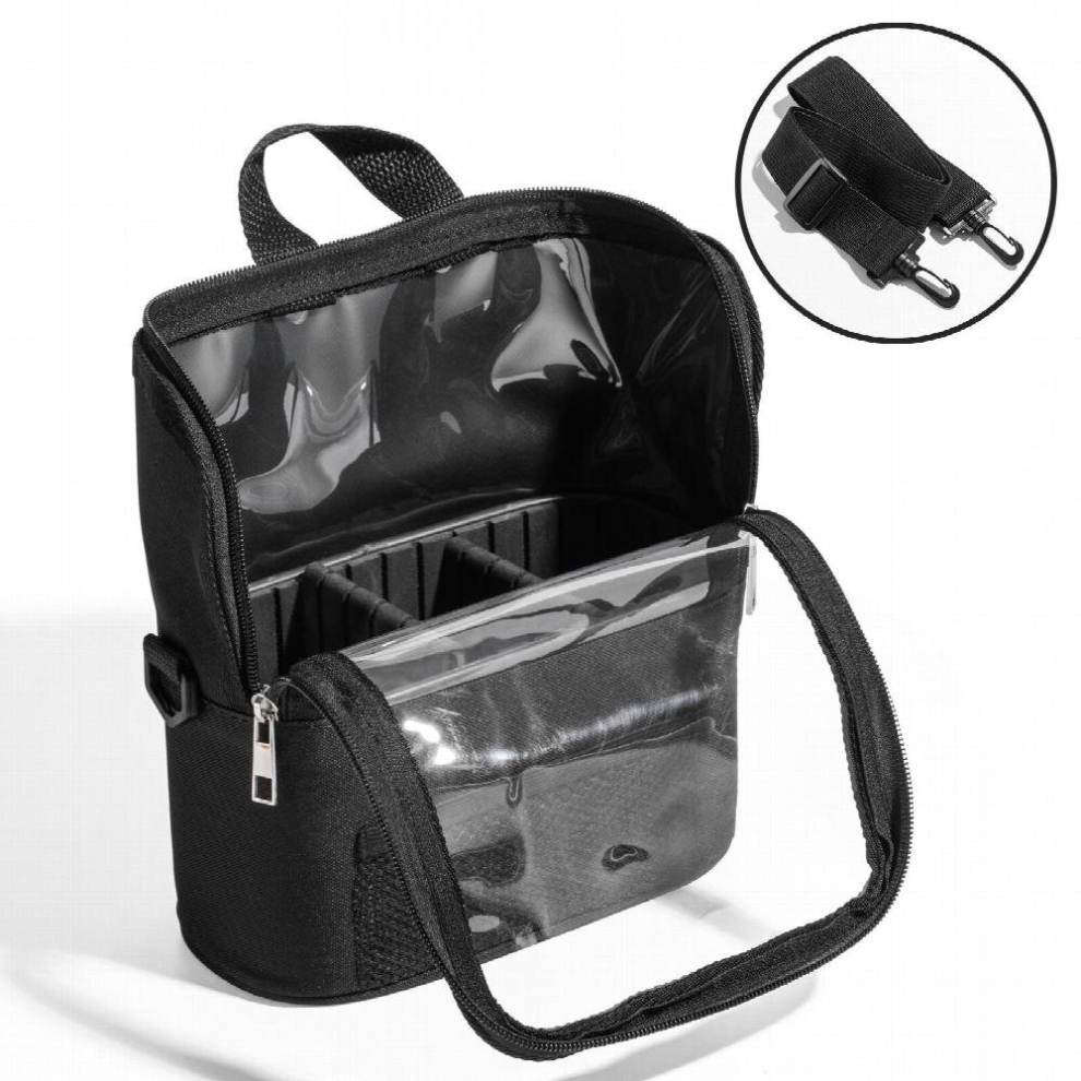 Black Makeup Brush Case Cosmetic Bag Makeup Brush Organizer Large Makeup Brush Holder With Adjustable Dividers And Shoulder Strap Professional Makeup Artist