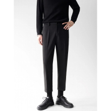 Autumn Winter Woolen Suit Pants Men Slim Society Mens Dress Pants Loose Straight Pants Mens Long Trousers L12
