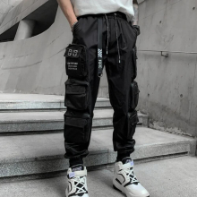 Mens clothes Harajuku Overalls Cargo Pants More bag trousers Jogger Pants Ribbon Hip hop loose comfortable streetwear
