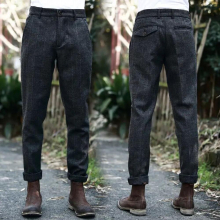 Casual Woolen Pant Men Trousers Solid Slim Fit Mens Pants Autumn Winter High Classic Pants Men Z243