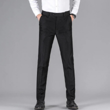 Wrinkle-Resistant Flat-Front Classic-fit Chino Pant spring Mens Business Plaid Suit Pants Elastic Waist Trousers