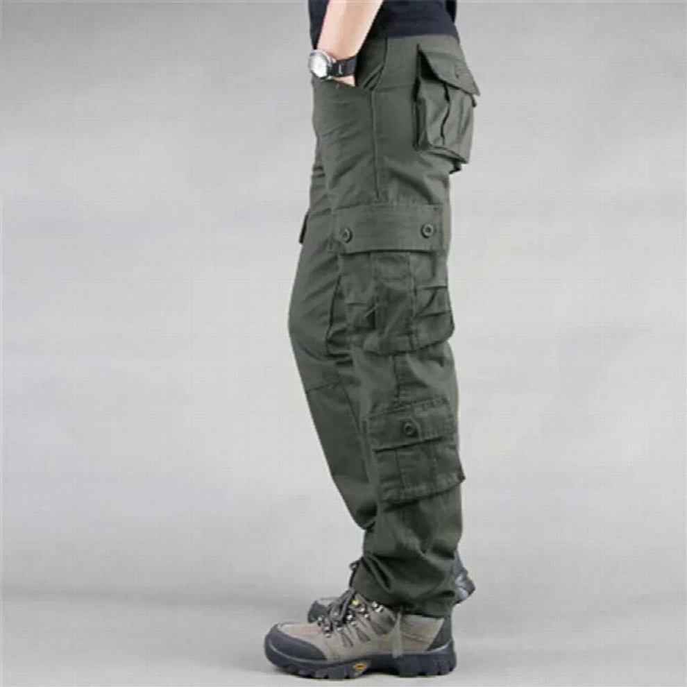 Pockets Mens Cargo Pants Military Tactical Cotton Khaki Outwear Straight Casual Trousers for Men Pantalon Militaire Homme-image-OPC-PCQQTW8-NEW