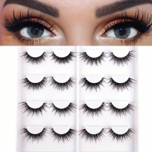 8 Pairs Strip False Lashes Tail Elongated False Eyelashes Natural Look Stereoscopic & Curly