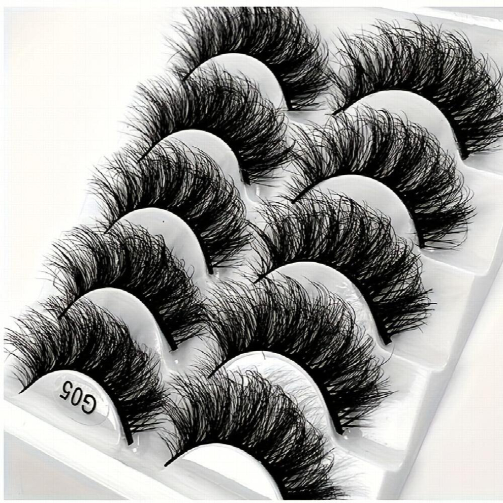 Eyelashes 5 Pairs Thick Volume Eye Lashes 8D Fried Lashes Faux Mink Lashes Fluffy Curly False Eyelashes layer Wispy Cross False Eyelashes