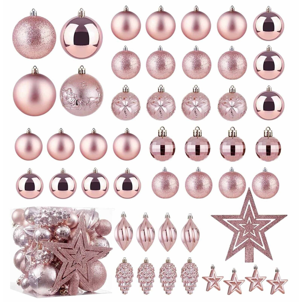 Premzo (Baby ) Xmas Tree Decorative Bauble Set Shatterproof Balls Star Ornaments Christmas Gift Pink