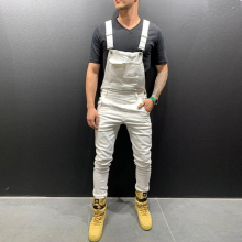 Jeans Overalls Mens Ripped Jumpsuit man Work Pants Streetwear Slim Denim Overalls Trousers men