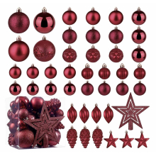 (Fuchsia Pink) Xmas Tree Decorative Bauble Set Shatterproof Balls Star Ornaments Christmas Gift