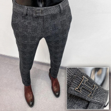 Mens spring and autumn models in item of slim-fit printing feet pants autumn and winter woolen casual suit pants