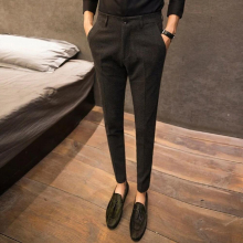 Autumn Winter Mens High Woolen Business Pants Men Streetwear Casual Long Trousers Social Suit Pants T155