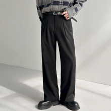 Elastic Waist Suit Pants Mens Spring Autumn Casual Straight Male Trousers Solid Wide Leg Male 9A6023