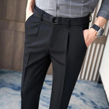Summer Office Trousers Men Italian Splicing Pants Versatile Slim Long Pants Mens Clothes