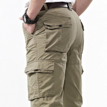 Mens Summer 100% Cotton Multi-pocket Overalls Pants Man Spring Autumn Army Green Casual Cargo Pant Long Trouser