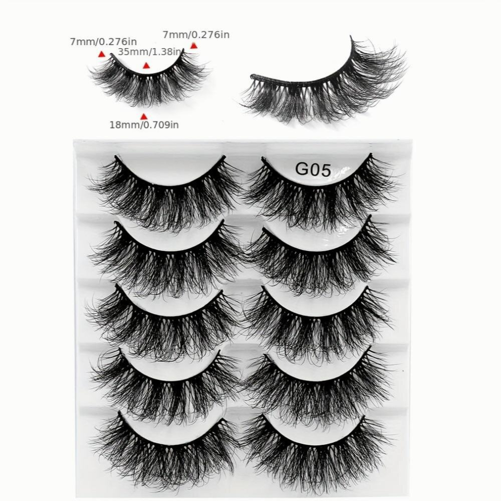Multicoloured 5 Pairs Of Fried Hair Models Models Of False Eyelashes Layer Dense Cross Mink Hair Eyelashes