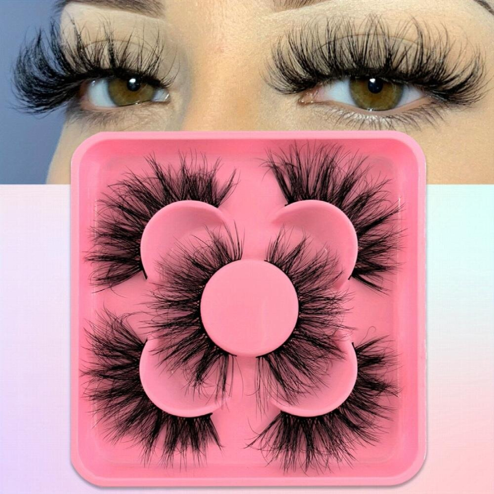 3 Pairs Fluffy Eyelashes Thick Faux Mink False Eyelashes Wispy Natural Look Eyelashes