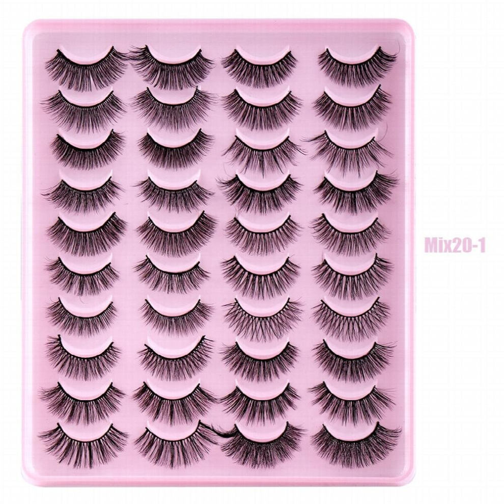 Multicoloured 20 Pairs False Eyelashes Natural Thick Simulated Chemical Fiber Lashes Messy Long Eye Lashes