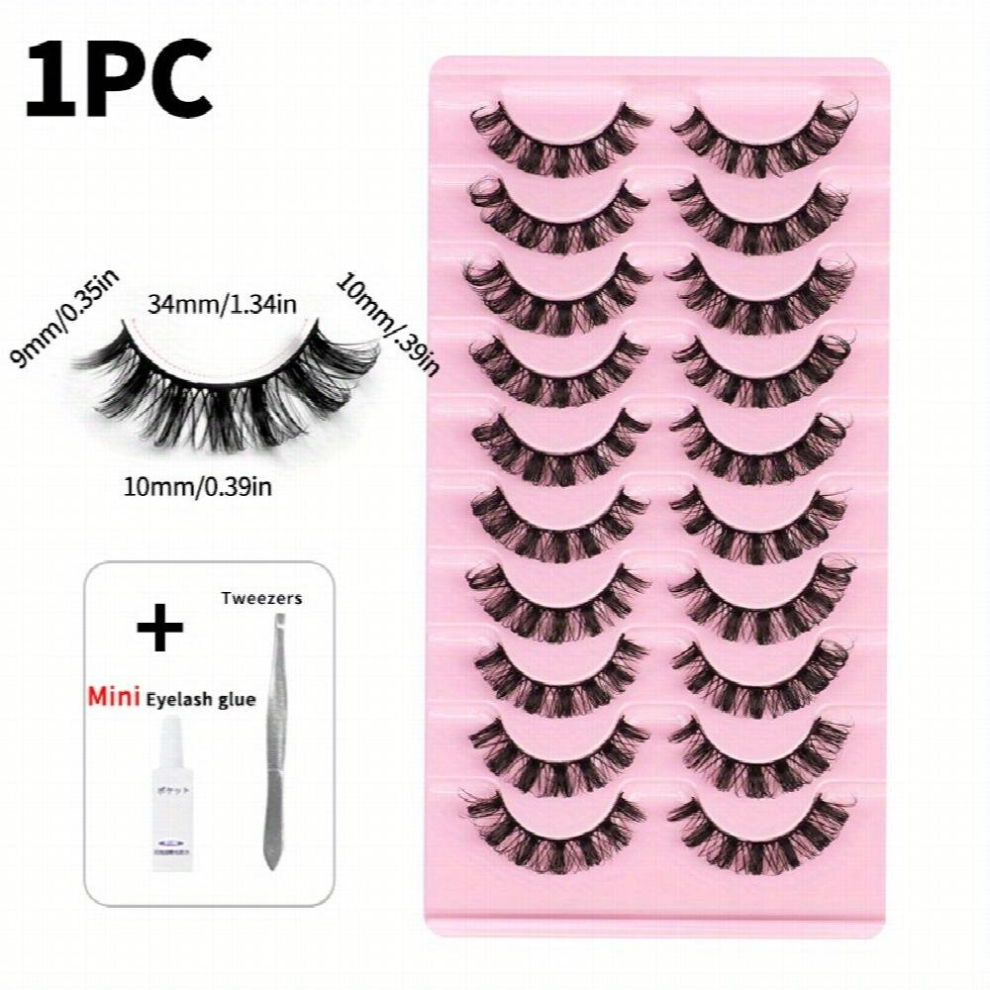 Multicoloured False Eyelashes Set 1Pc Dd Curling Volume False Eyelashes With Mini Glue And Tweesers Large Curve Curling False Eyelashes Thick False Eyelashes