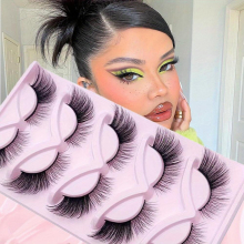 5 Pairs Fluffy False Eyealshes Fox Cat Eye Lashes Winged False Eyelashes With Eyeliner Effect Natural Look 3D Lashes