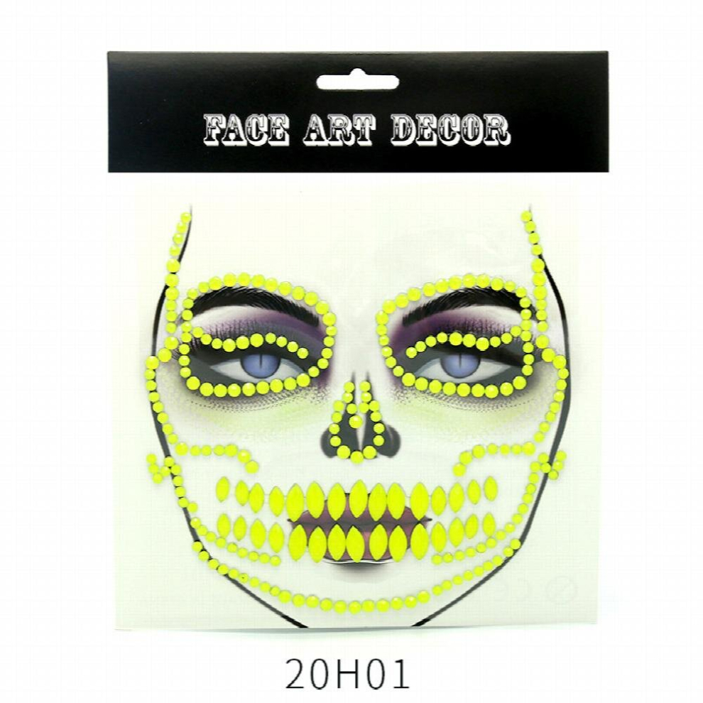 Halloween Makeup Horror Face Gem Stickers With Fluorescent DIY Party Cosplay Face Resin Acrylic Stickers Body Paint Face Paint For Costume