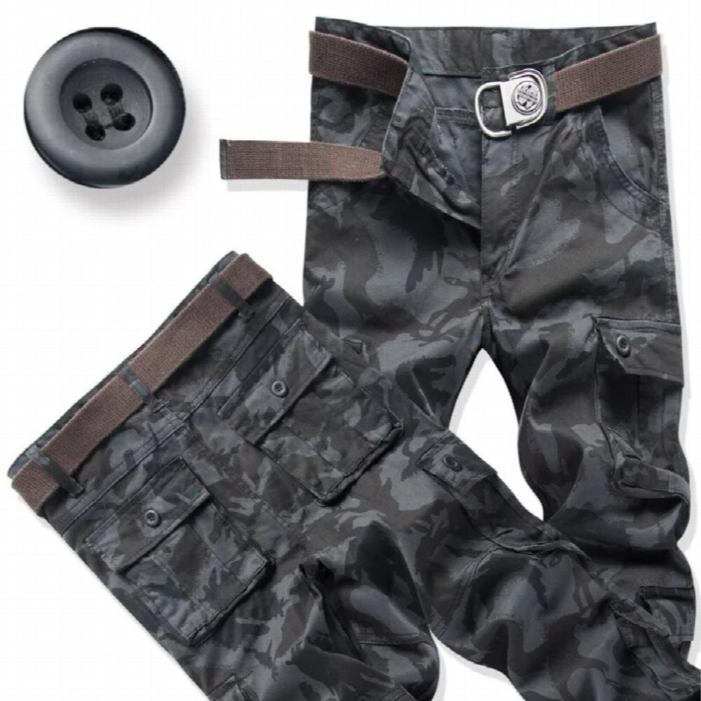 Mens Loose Straight Casual Multi-Pocket Camouflage Workwear Trousers 885671348435