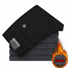 Winter Mens Cotton Stretch Fleece Thick Warm Denim Jeans Youth Classic Boys Casual Straight Jeans Pants