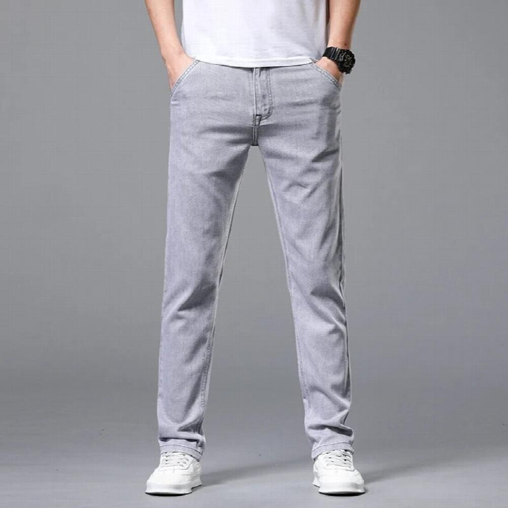 Business Mens Street Wear Oversized Jeans Grey Regular Fit Straight Cotton Stretch Mens Jeans Men Clothing-image-OPC-PCQQXJ6-NEW
