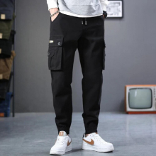 High Street Retro Printed Men Cargo Pants 100% Cotton Casual Multi-Pockets Oversized Loose Overalls Trousers Jogger