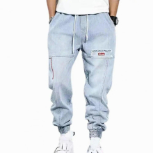 Elastic Waist Terrific All Match Men Jeans Wear-resistant Boy Jeans Young for Daily Wear