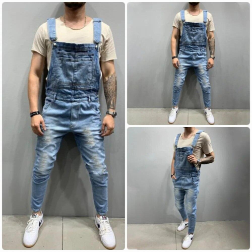 Mens Suspender Jeans Tooling Casual Dungarees 1