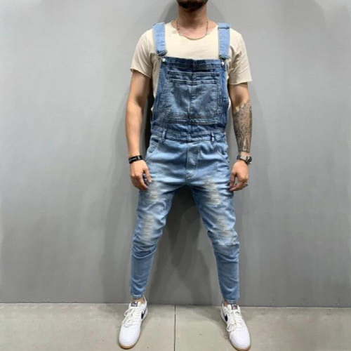 Mens Suspender Jeans Tooling Casual Dungarees