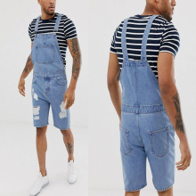 Mens Denim Suspender Pants Suspender Denim Edge Middle Pants