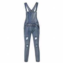 Mens Suspender Jeans Ripped Leisure Tooling Shoulder Strap Jeans