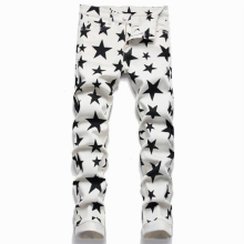 street man you cry again digital printed cotton trousers youth mid-waist casual jeans