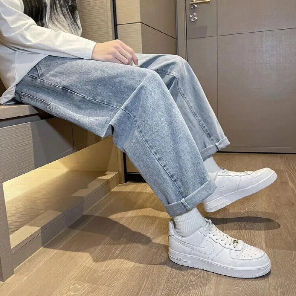 Autumn Light Straight Loose Jeans Men Casual Wide-leg Pants All-match Boutique Clothing Style-image-OPC-PCQQZJD-NEW