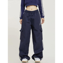 Retro side striped pocket overalls men and women straight waist three hip-hop street mopping pants tide jeans