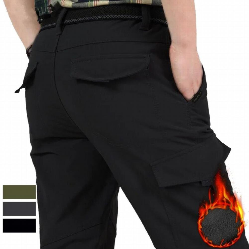 Fleece Tactical Pants Mens Winter Cargo Pants Military Softshell Work Long Trousers Shark Skin Waterproof Thick Warm Pants 4XL 885671375578