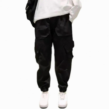 Men Overalls Spring Autumn Cargo Pants Solid Ankle Tied Loose Pockets Relaxed Fit Cargo Trousers Overalls Streetwear