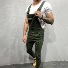 Mens Ripped Jeans Jumpsuits High Street Distressed Denim Bib Overalls For Man Suspender Pants Size S-XXL