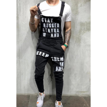 Men Ripped Jeans Jumpsuits Shorts Summer Hi Street Distressed Denim Bib Overalls For Man Suspender Pants