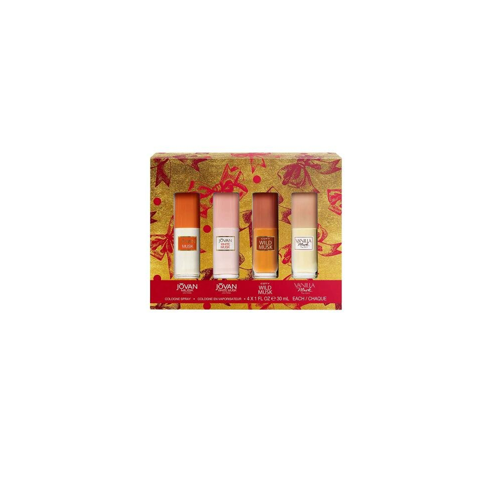 Jovan 4 Pcs Set For Women: Musk 1 Oz Sp + White Musk 1 Oz Sp + Wild Musk 1 Oz Sp + Vanilla Musk 1 Oz Sp