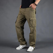 Men's Autumn Overalls Loose Large Size Casual Pure Cotton Straight Trousers